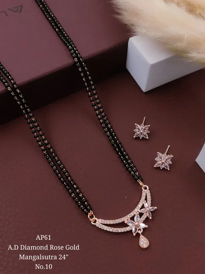 AP5 Designer AD Diamond Rose Gold Mangalsutra Wholesale Shop In Surat
